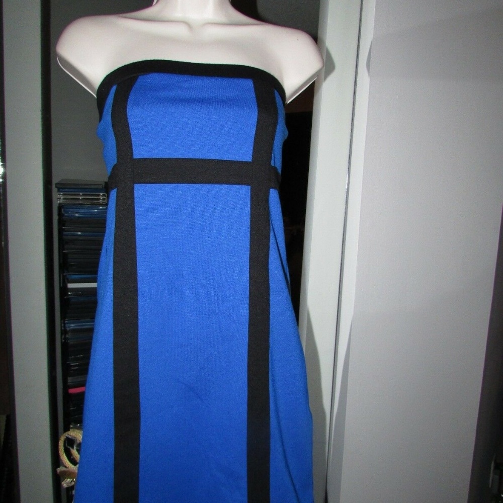 FOREVER 21 BLUE BLACK TUBE TOP DRESS SIZE LARGE